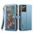 Leather Case Stands Flip Cover Holder B02S for Samsung Galaxy Note 20 5G Blue