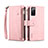 Leather Case Stands Flip Cover Holder B02S for Samsung Galaxy S20 FE (2022) 5G Rose Gold