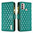 Leather Case Stands Flip Cover Holder B03F for Motorola Moto E20 Green