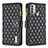 Leather Case Stands Flip Cover Holder B03F for Motorola Moto E30 Black