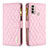 Leather Case Stands Flip Cover Holder B03F for Motorola Moto E40 Pink