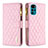 Leather Case Stands Flip Cover Holder B03F for Motorola Moto G22 Pink