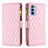 Leather Case Stands Flip Cover Holder B03F for Motorola Moto G41 Pink