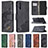 Leather Case Stands Flip Cover Holder B03F for Samsung Galaxy A50