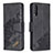 Leather Case Stands Flip Cover Holder B03F for Samsung Galaxy A50 Black