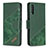 Leather Case Stands Flip Cover Holder B03F for Samsung Galaxy A50 Green