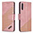 Leather Case Stands Flip Cover Holder B03F for Samsung Galaxy A50 Rose Gold