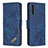 Leather Case Stands Flip Cover Holder B03F for Samsung Galaxy A50S Blue