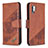 Leather Case Stands Flip Cover Holder B03F for Samsung Galaxy Note 10 Plus 5G Brown