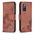 Leather Case Stands Flip Cover Holder B03F for Xiaomi Redmi 10 (2022) Brown