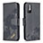 Leather Case Stands Flip Cover Holder B03F for Xiaomi Redmi Note 10T 5G Black