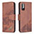 Leather Case Stands Flip Cover Holder B03F for Xiaomi Redmi Note 10T 5G Brown