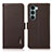 Leather Case Stands Flip Cover Holder B03H for Motorola Moto G200 5G Brown