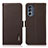 Leather Case Stands Flip Cover Holder B03H for Motorola Moto G62 5G Brown