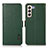 Leather Case Stands Flip Cover Holder B03H for Samsung Galaxy S22 Plus 5G Green