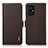Leather Case Stands Flip Cover Holder B03H for Xiaomi Poco M5 4G Brown