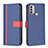 Leather Case Stands Flip Cover Holder B04F for Motorola Moto E20 Blue