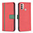 Leather Case Stands Flip Cover Holder B04F for Motorola Moto E20 Red