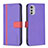 Leather Case Stands Flip Cover Holder B04F for Motorola Moto E32 Purple