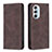 Leather Case Stands Flip Cover Holder B04F for Motorola Moto Edge Plus (2022) 5G Brown