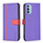 Leather Case Stands Flip Cover Holder B04F for Motorola Moto G41 Purple