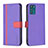 Leather Case Stands Flip Cover Holder B04F for Motorola Moto G42 Purple