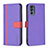 Leather Case Stands Flip Cover Holder B04F for Motorola Moto G62 5G Purple