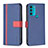 Leather Case Stands Flip Cover Holder B04F for Motorola Moto G71 5G Blue