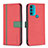 Leather Case Stands Flip Cover Holder B04F for Motorola Moto G71 5G Red