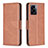 Leather Case Stands Flip Cover Holder B04F for Oppo A56S 5G Brown