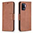 Leather Case Stands Flip Cover Holder B04F for Oppo A94 4G Brown