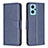 Leather Case Stands Flip Cover Holder B04F for Oppo A96 4G Blue