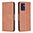 Leather Case Stands Flip Cover Holder B04F for Oppo Reno7 5G Brown