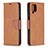 Leather Case Stands Flip Cover Holder B04F for Samsung Galaxy A12 Brown
