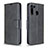Leather Case Stands Flip Cover Holder B04F for Samsung Galaxy A21 Black