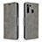 Leather Case Stands Flip Cover Holder B04F for Samsung Galaxy A21 Gray