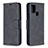 Leather Case Stands Flip Cover Holder B04F for Samsung Galaxy A21s Black