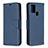 Leather Case Stands Flip Cover Holder B04F for Samsung Galaxy A21s Blue