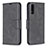 Leather Case Stands Flip Cover Holder B04F for Samsung Galaxy A50 Black