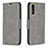 Leather Case Stands Flip Cover Holder B04F for Samsung Galaxy A50 Gray