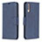 Leather Case Stands Flip Cover Holder B04F for Samsung Galaxy A70 Blue