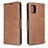 Leather Case Stands Flip Cover Holder B04F for Samsung Galaxy A71 5G Brown