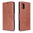 Leather Case Stands Flip Cover Holder B04F for Samsung Galaxy M40S Brown