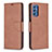 Leather Case Stands Flip Cover Holder B04F for Samsung Galaxy M52 5G Brown