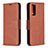 Leather Case Stands Flip Cover Holder B04F for Samsung Galaxy S20 Lite 5G Brown