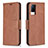 Leather Case Stands Flip Cover Holder B04F for Vivo V21s 5G Brown