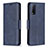 Leather Case Stands Flip Cover Holder B04F for Vivo Y12s Blue