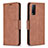 Leather Case Stands Flip Cover Holder B04F for Vivo Y12s Brown