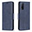 Leather Case Stands Flip Cover Holder B04F for Vivo Y20s Blue