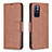 Leather Case Stands Flip Cover Holder B04F for Xiaomi Poco M4 Pro 5G Brown